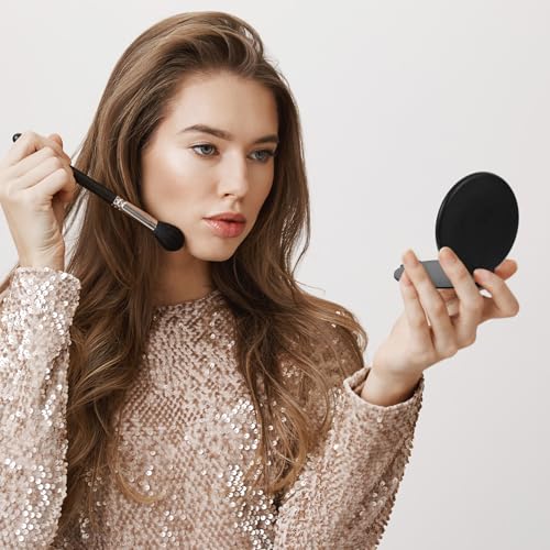80 Pcs Mini Compact Mirrors Bulk, Portable Black Round Folding Makeup Mirror Set for Purse Travel Women Daily Use