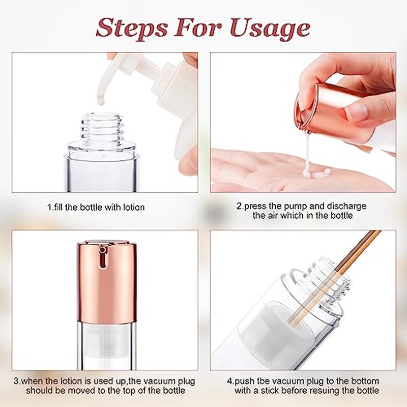 5 Pack Airless Pump Bottles Empty Cosmetic Cream Pump Bottle Travel Vacuum Bottle Refillable Cosmetic Containers Makeup Pump Dispenser for Lotion Cream Serum and More (15ml)