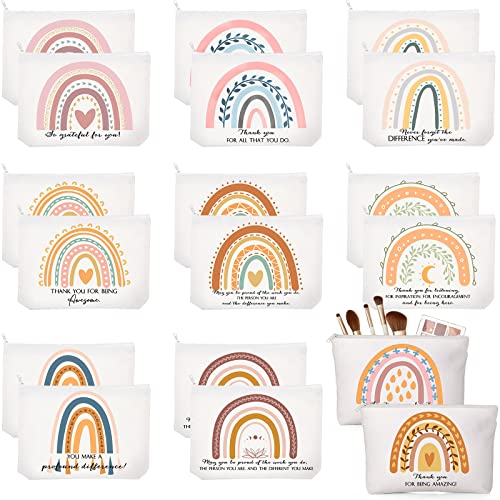 Sieral 20 Rainbow Canvas Makeup Bags with Zipper - Inspirational Gift Set