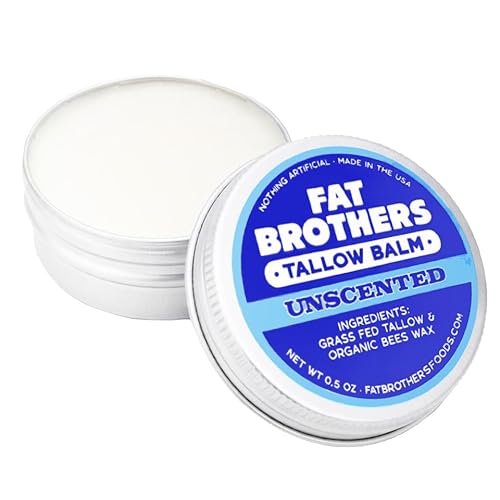 Tallow Balm ? 2-Ingredient (Beef Tallow + Organic Beeswax), Unscented, .5 oz Metal Tin (3X Larger Than Standard Tubes), Pure, Petroleum-Free, Ultra-Moisturizing - 4 pack