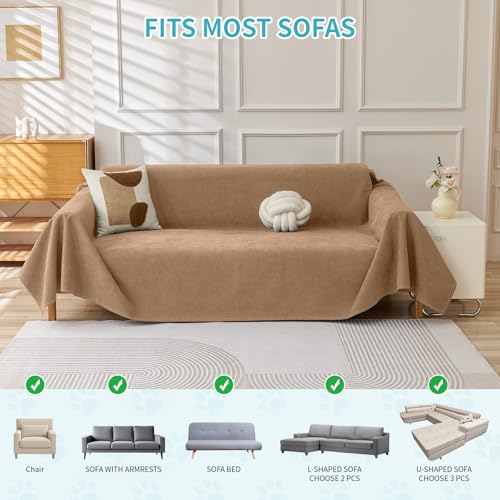 Warmstar Brown 91x150 Inch Waterproof Pet Couch Protector - Anti-Scratch Sofa Cover