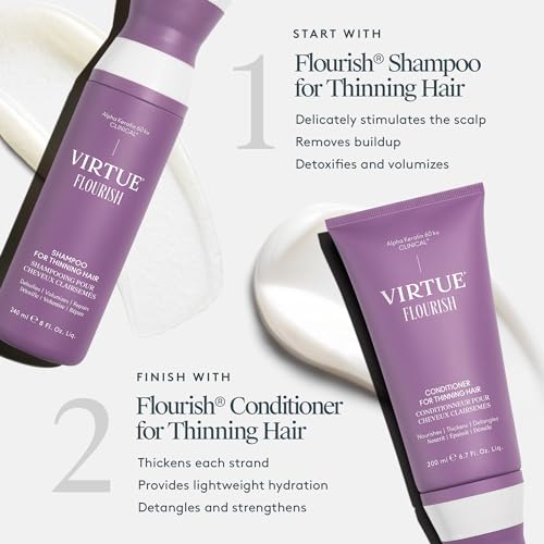 Virtue Flourish Conditioner for Fine Hair - Sulfate-Free, Detangling, GrowThick, Color Safe, 2 Fl Oz