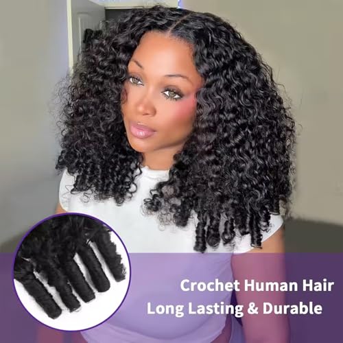 Burmese Curly Human Hair Crochet Extensions 16 Inch Knotless Pre-Separated