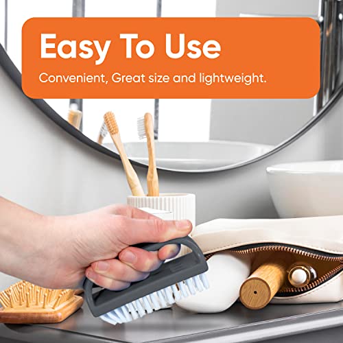 Superio Stiff Nail Brush for Cleaning Fingernails Small Scrub Brush with Handle, Cleaning Brushes for Hands, Toes, and Nails (Black, 12 Pack)