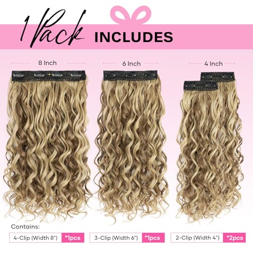 Dark Brown Curly Clip-In Hair Extensions 20 Inch 4PCS Voluminous Hairpieces