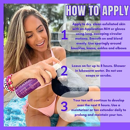 Self Tanner Mousse with Mitt, Violet Dark, Fake Tan Sunless Foam, Flawless Purple Sunless Tanner, Vegan Sunless Tanning Foam, Color Correcting, Paraben free by Elegant Sun