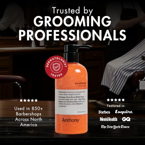 Anthony Men's Face Scrub with Vitamin C - Exfoliating Facial Cleanser 8 Fl Oz