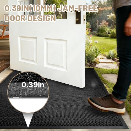 Black 4' x 6' Commercial Rubber Entrance Mat - Heavy Duty Indoor Outdoor Door