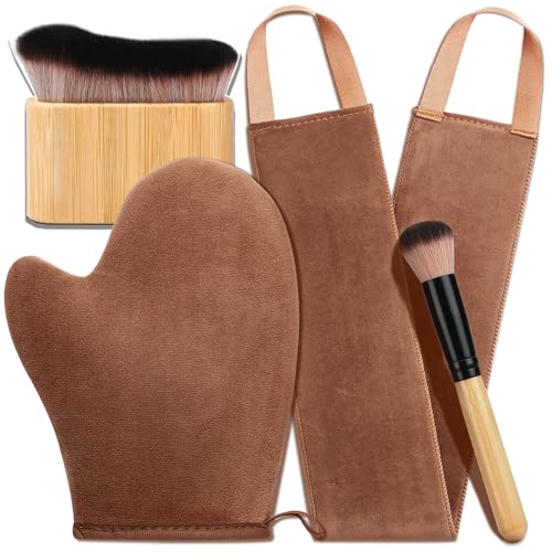 4 in 1 Luxury Velvet Tanning Mitt Self Tanning Mitt Applicator Self Tanner Brush Self Tanner Back Applicator Self Tanner Mitt Tanning Brush Tanning Glove