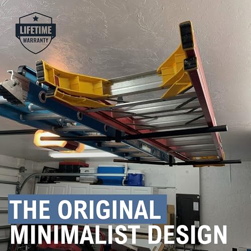 StoreYourBoard Full Ceiling Ladder Rack - Garage Overhead Storage for Step & Extension Ladders