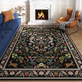 Rugcomf 6' x 9' Floral Area Rug – Washable, Non-Slip Backing, Vibrant Black