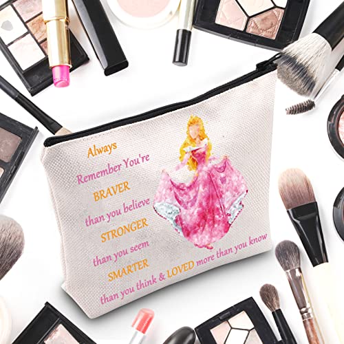 WZMPA Princess Cosmetic Makeup Bag Movie Fans Gift You Are Braver Stronger Smarter Than You Think Princess Makeup Zipper Pouch Bag For Women Girls (Always Sleeping)