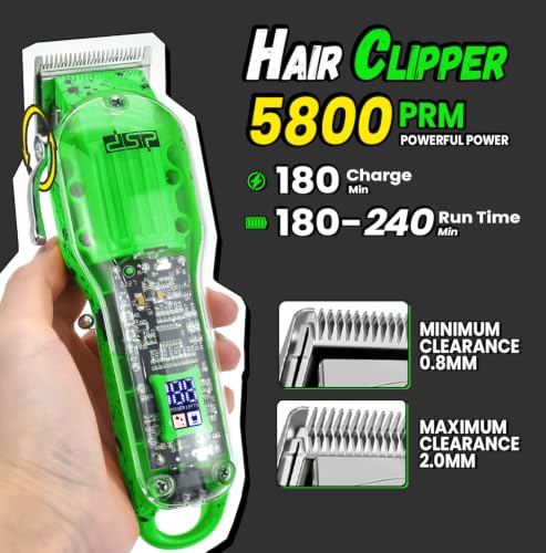 Green DSP 3-in-1 Cordless Hair Clipper Trimmer Shaver Kit for Men with Travel Case
