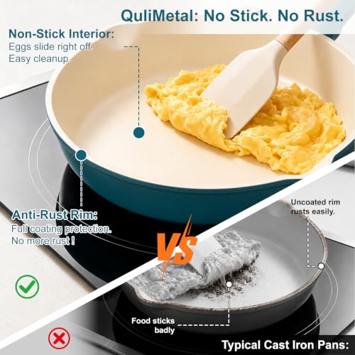 QuliMetal Nonstick Enameled Cast Iron Skillet Set (8", 9.5", 11")