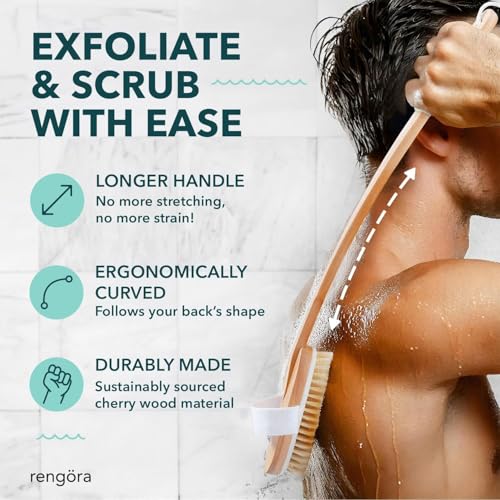 20-Inch Long Handle Back Scrubber Brush with Firm Bristles for Shower