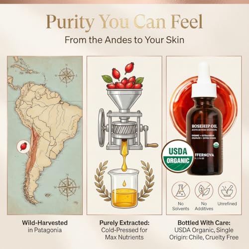 Organic Rosehip Seed Oil - Cold-Pressed Skin Nourishing Facial Body Oil 1 oz