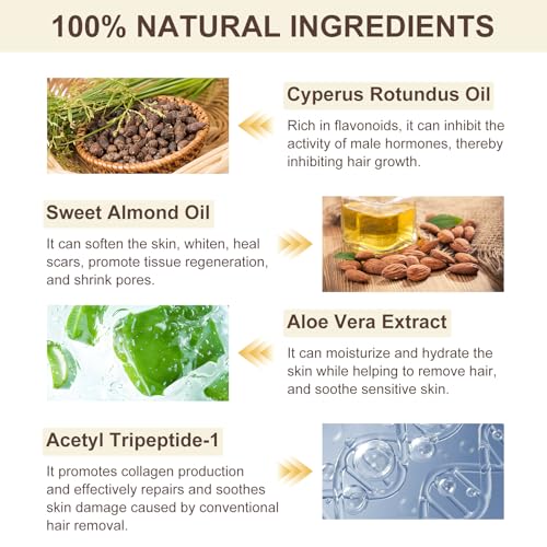 Cyprus Rotundus Oil - Cyperus Oil, Cyperus Cypress Rotundus for Hair Removal, Reducing Body Hair Growth, Smooth Skin & Moisturizing,Suitable for All Skin Types, Natural Hair Removal Solution - 2.03 oz
