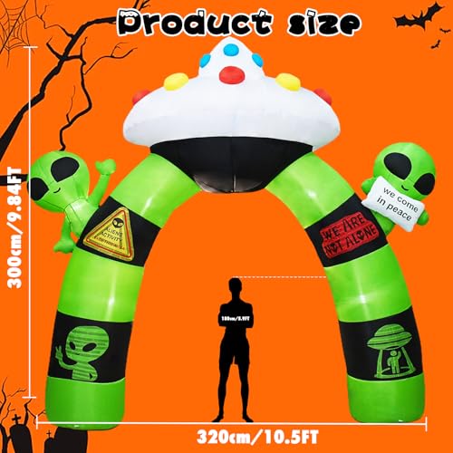 10FT Alien Halloween Inflatable Archway with LED Lights for Outdoor Yard Decor