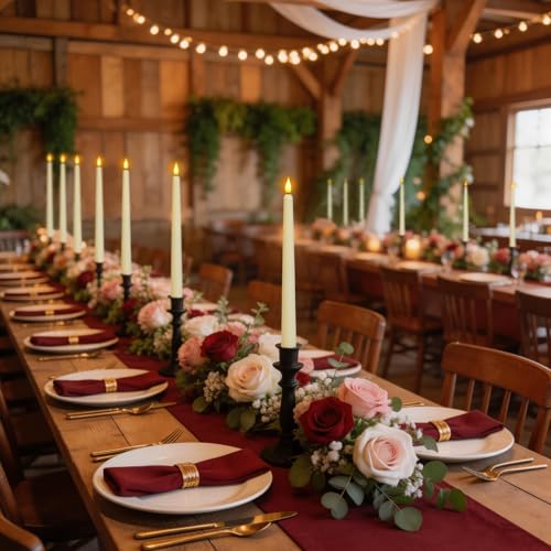 Homemory Ivory 11in Flameless Taper Candles with Remote Timer (48-Pack)