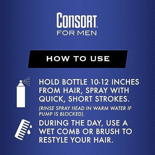 Consort Extra Hold Non-Aerosol Hair Spray Pump for Men, Unscented, Fast Drying, Not Sticky or Stiff, 8 oz