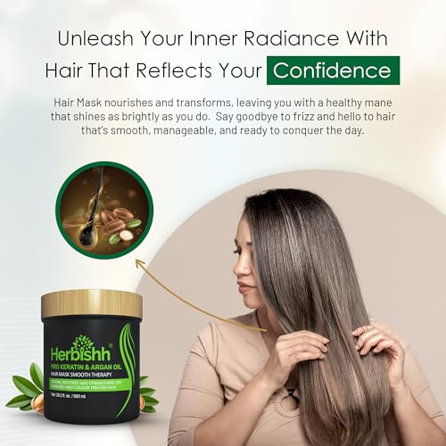 Herbishh Argan Hair Mask 28.2 Fl Oz Deep Conditioning & Hydration for Dry, Damaged Hair - No Sulfates Parabens