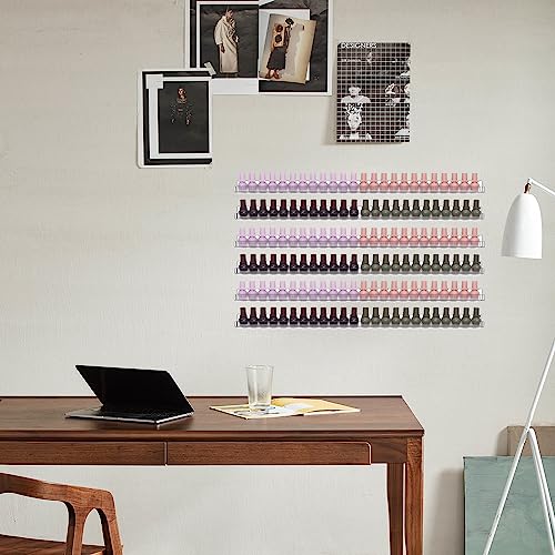 24-Inch Wall Mounted Nail Polish & Makeup Organizer Rack Set - 6 Pieces