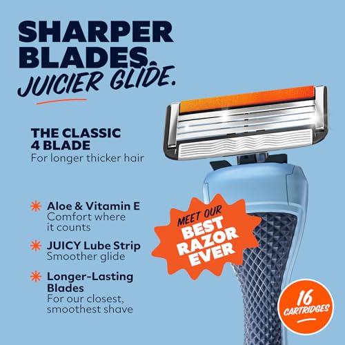 Dollar Shave Club 4 Blade Razor Refills - 16 Pack for Men