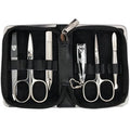 3 Swords Germany - brand quality 6 piece manicure pedicure kit set for professional finger & toe nail care with leather case - Made in Germany - black genuine leather