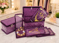 Purple Satin Makeup & Jewelry Organizer Bag for Women - Travel Cosmetic Pouch