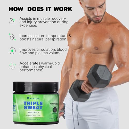 Kewlioo Unscented Triple Sweat Enhancing Cream for Workouts – Hot Sweat Gel for Arms, Belly & Waist