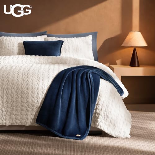 UGG Coco Fleece Throw Blanket for Sofa 50x70 Dark Blue Eve Blue - Soft & Cozy