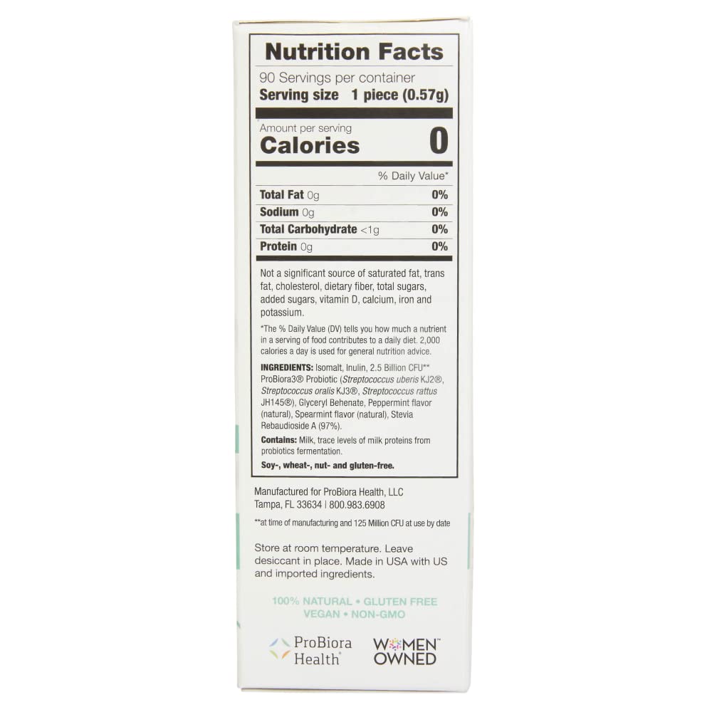 ProBiora Professional Strength Oral Probiotics for Teeth and Gums | Dental Probiotic for Oral Health | Bad Breath Treatment for Adults | Tooth Whitening | ProBiora3 Probiotic Blend | 90 Mint Tablets