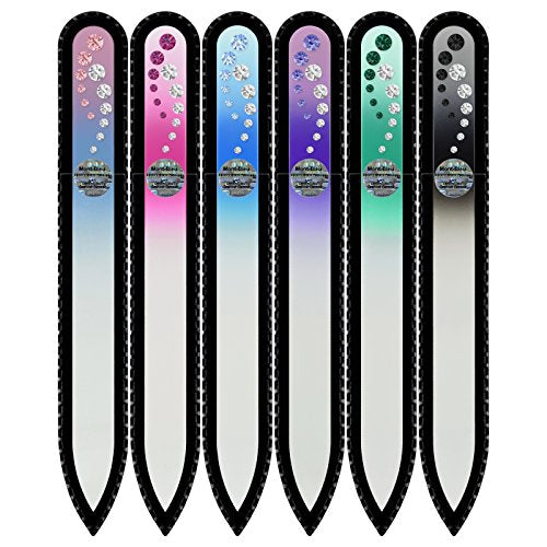 Mont Bleu Gift Set of 5 + 1 Free Crystal Glass Nail Files M1-6 | Czech Tempered Nail Files for Manicure & Gift