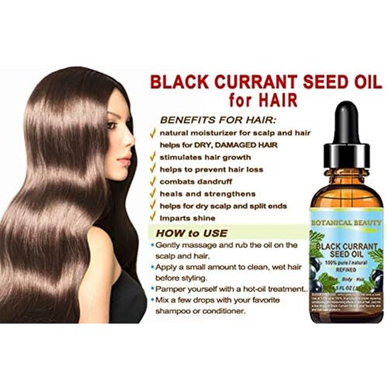 Botanical Beauty BLACK CURRANT SEED OIL. 100% Pure Natural Undiluted Refined Cold Pressed Carrier Oil for Skin, Hair, Lip and Nail Care (0.5 Fl Oz)