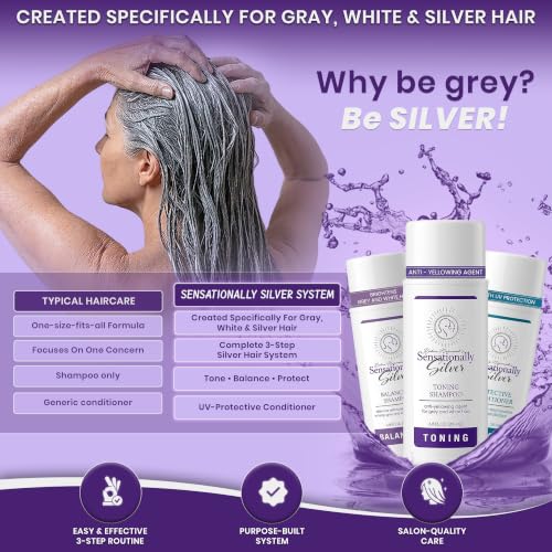 Robin Norwood's Sensationally Silver 3-Step Gray Hair Care Gift Set - Brightening & UV Protecting