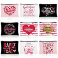 FoldTier 9 Pcs Galentine's Day Gift Bags Set – 9.1 x 5.9 in Canvas Zip Bags for Friends