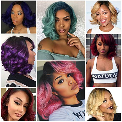 FASHION LINE 8" Human Hair Extensions Ombre Blue 4 Bundles, Brazilian Virgin Body Wave