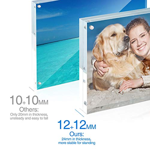 TWING 8x10 Acrylic Picture Frame Set - 5 Pack, Thicker Frameless Clear Displays