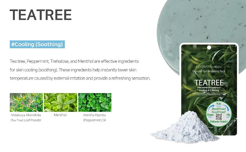 Teatree Modeling Mask Kit by Lindsay – Cooling & Soothing Korean 5x35g