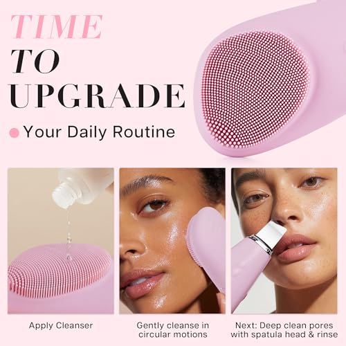 2-in-1 Silicone Facial Cleansing Brush & Blackhead Remover - Waterproof Skin Spatula Duo