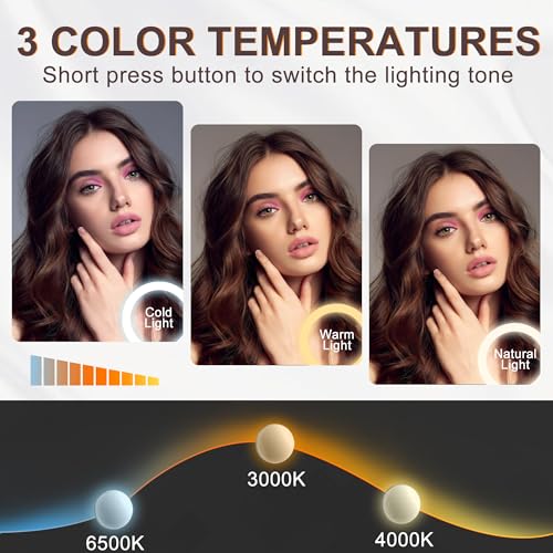 Hasipu Vanity Mirror with Lights, Hollywood 10" x 14" LED Makeup Mirror, 3 Modes Light, Smart Touch Control Dimmable, 360¡ÆRotation, Rounded Rectangle White Frame