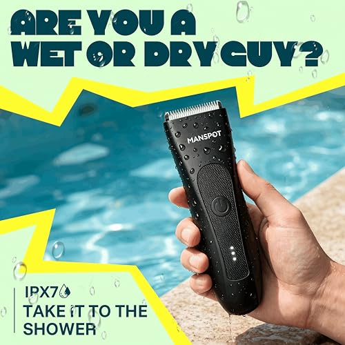 MANSPOT Black Electric Groin & Body Hair Trimmer for Men - Sensitive Skin
