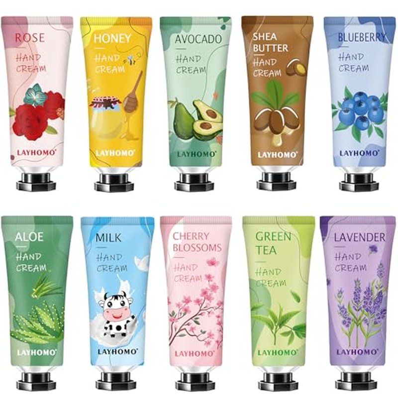 10 Pack Hand Cream Skincare Gift Set, Womens Gifts for Christmas, Teen Stocking Stuffers Girls,Christmas Gifts,Natural Plant Fragrance Hand Lotion for Dry Cracked Hands With Vitamin E,Mini Lotion Bulk
