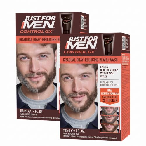 Just for Men Control GX Grey Reducing Beard Wash Shampoo with Keratin - Pack of 6