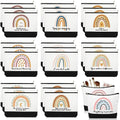 Sieral 30Pcs Canvas Makeup Bags Bulk for Women – Motivational Rainbow Pattern (10 Styles x3)