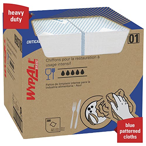 Heavy Duty Foodservice Wipes - 300 Blue Disposable Cleaning Towels