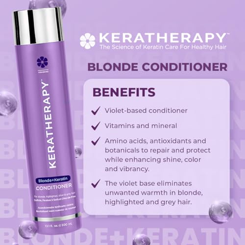 Keratherapy Totally Blonde Violet Toning Conditioner, 10.1 fl oz – Purple Color-Treated Hair Conditioner