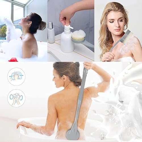 Back Brush Long Handle for Shower, 20.5¡± Back Bath Brush for Shower, Back Scrubber, Exfoliation and Improved Skin Health for Elderly with Limited Arm Movement, Disabled, Pregnant Women