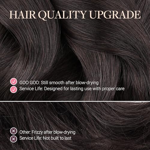 GOO GOO 22 Inch Human Hair Tape Extensions #1B Natural Black 10pcs
