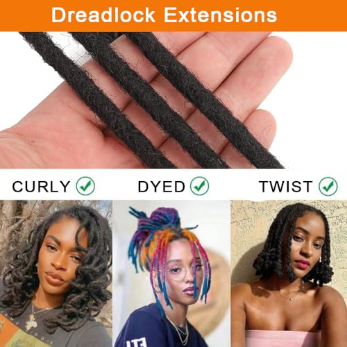 Human Hair Dreadlock Extensions 8 Inch 30 Strands - 1B Variation of THIS listing